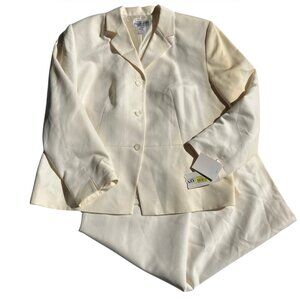 VTG NWT $288 Pendleton Silk Blend Skirt Suit Set Cream Plus 16W/18W FLAWED READ